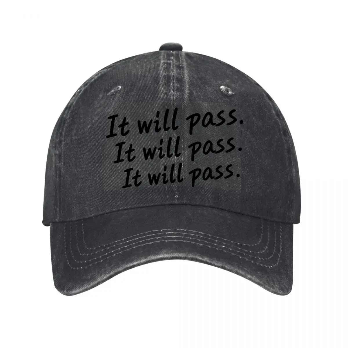 It Will Pass Quote Repeated Typography Washed Baseball Cap Outdoor Hat
