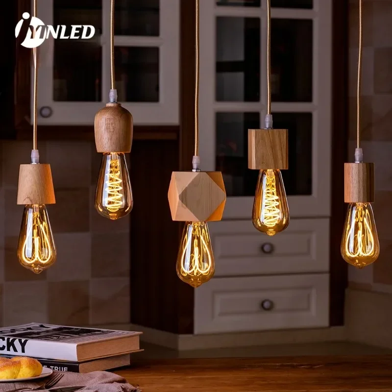 

Nodric Wooden Pendant Light Modern Hanging Lamp for Living room Kitchen home lighting Decor Luminaire Solid Wood Pendant Lamps