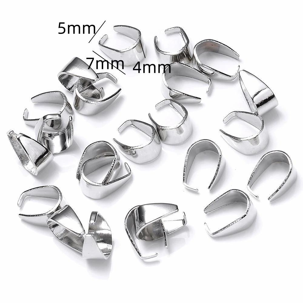 50Pcs/Lot Gold Silver Color Pendant Pinch Bail Clasps Necklace Hooks Clips Connector For DIY Jewelry Making Findings image 3