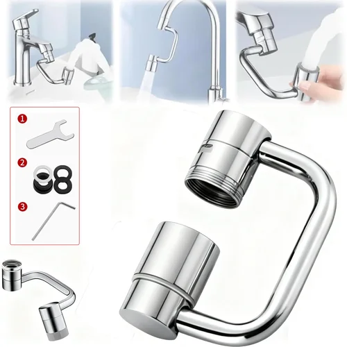 Imagen 2 del producto Extensor de grifo de cocina de acero inoxidable, giratorio de 1080 grados, Universal, modo Dual, accesorios para lavabo de baño con adaptador, 2/1 Uds.