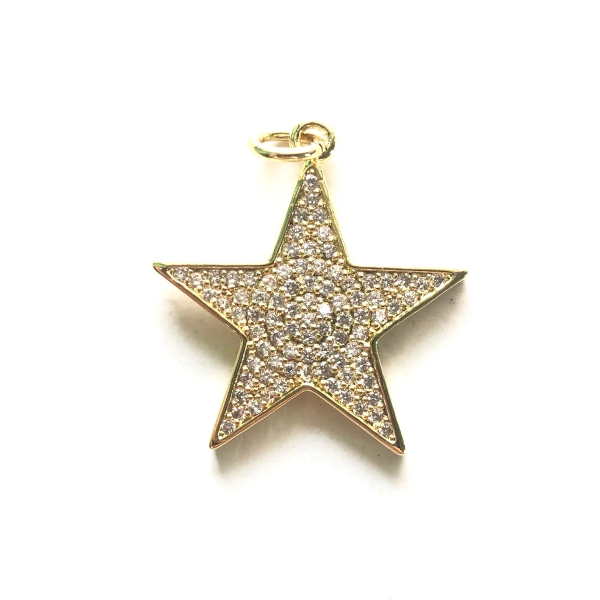 5pcs Zirconia Paved Star Charm for Women Bracelet Necklace Making Gold-Plated Pendant Handmade Craft Jewelry Accessory Wholesale