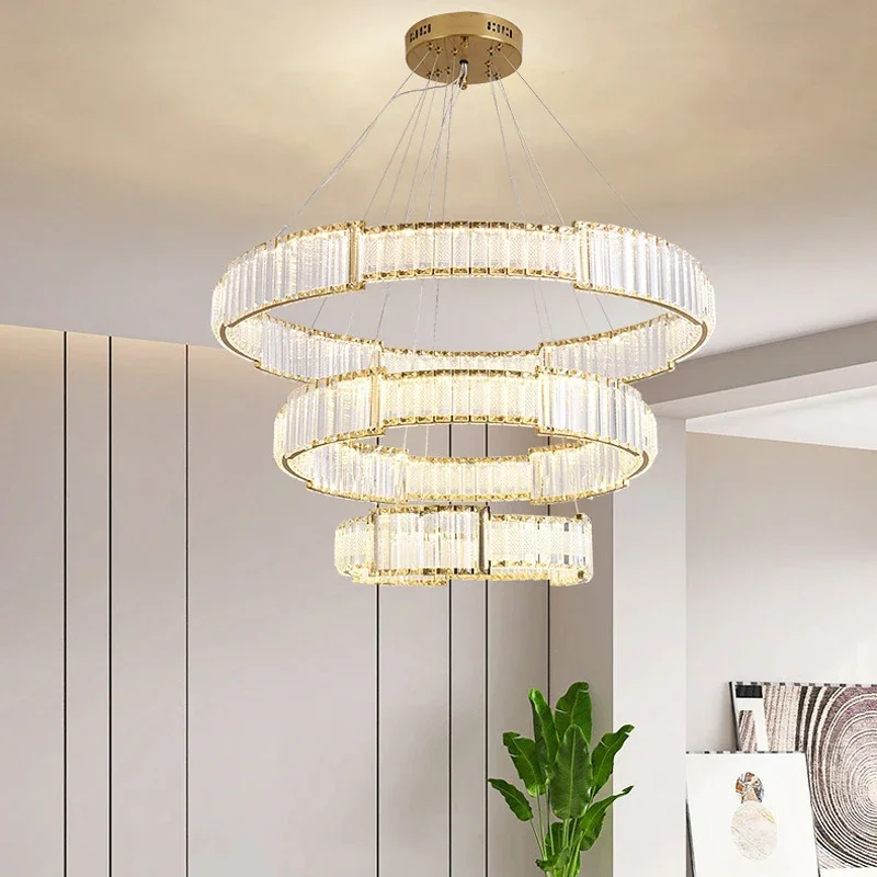 

Gold round LED chandelier,RC adjustable light color,modern special-shaped chandeliers with customized height and length