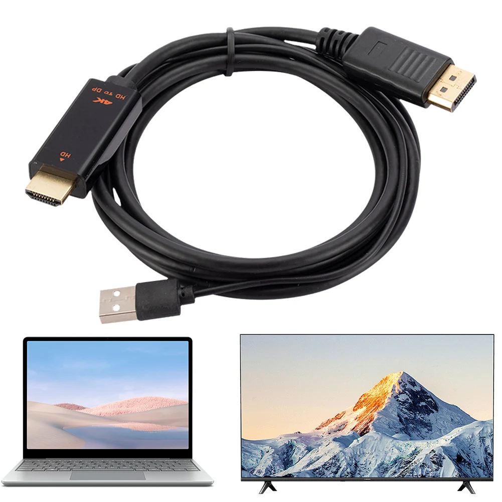 1.8M HDMI-Compatible to DisplayPort Cable for PS5 and PS4 Pro USB Powered with 4K Resolution Support