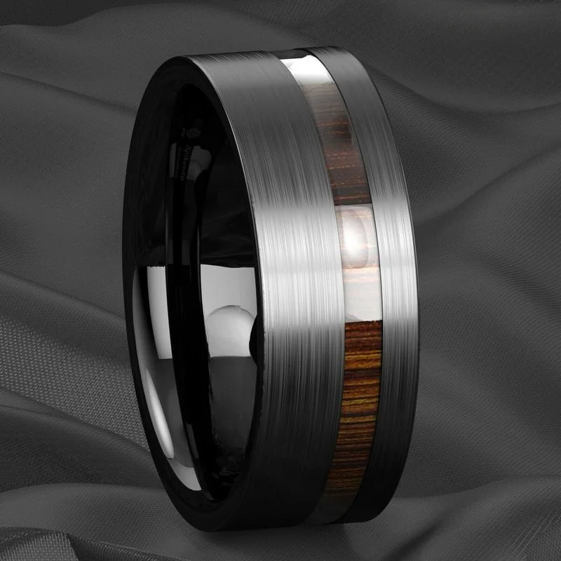 Black Wood Grain Alloy Ring, Exquisite Men's Accessory Jewelry for Daily Wear, Banquets, Parties, Holidays, Birthdays, Etc