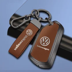 Leather Car Smart Remote Key Case Cover Protector Holder Shell Fob For Volkswagen VW Golf 8 MK8 ID-4 ID-6 Keychain Accessories