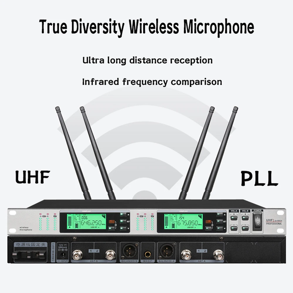 

ShennDare MK815 True Diversity Wireless Microphone System Dual Channel Mic Automatic Frequency Matching Singer Stage Performance