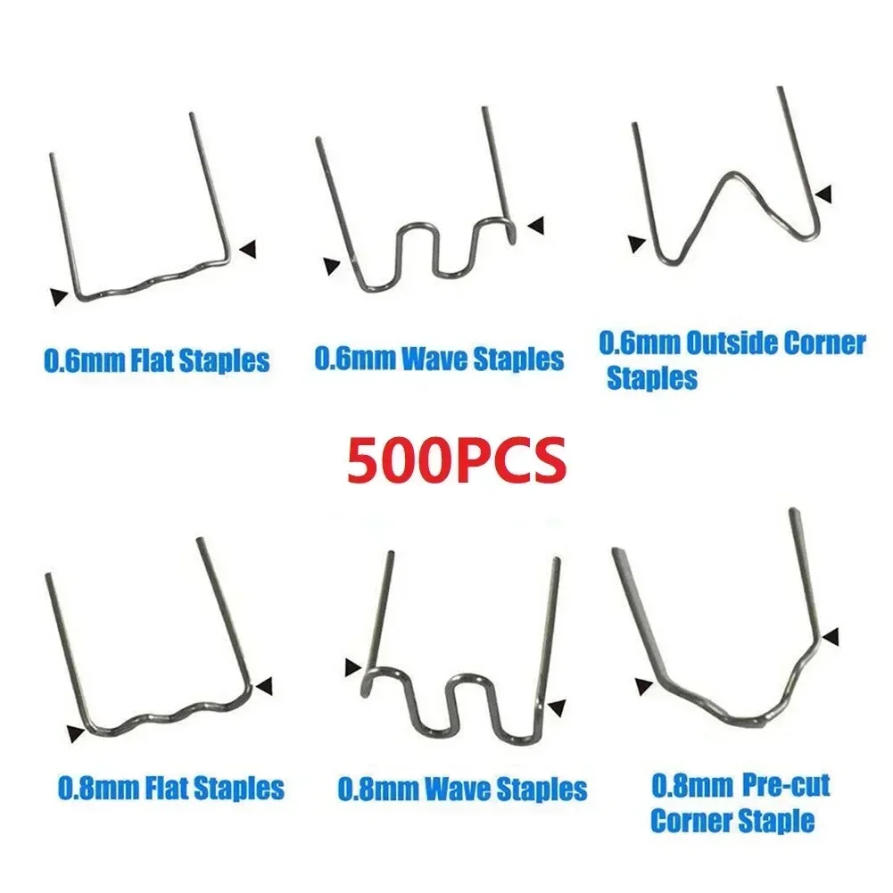 500 peças grampeador quente 0.6/0.8mm suprimentos de solda para pára-choques de carro kit de reparo de soldador de plástico acessórios de soldagem