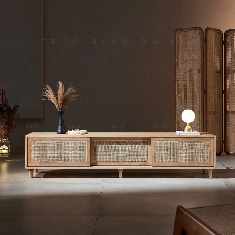 

Небольшие напольные подставки для телевизора в японском стиле, простой дизайн, подставки для телевизора из массива ротанга, деревянная мебель для хранения Kast JTT