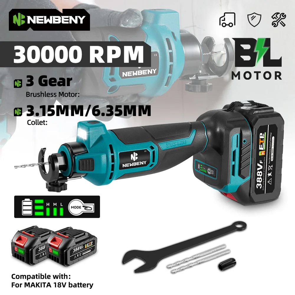 NEWBRNY Bürstenloses elektrisches Trockenbau-Ausschnittwerkzeug, kabellose Schleifmaschine, Schneid-Haushalts-Elektrowerkzeug für Makita-Akku-Pin
