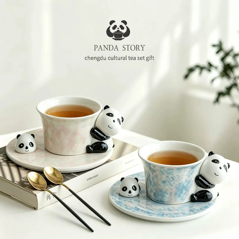 Panda Cultural and Creative Chengdu Featured Hand Gift Ceramic Coffee Cup, Cute Office Tea Cup, Travel Souvenir Gift