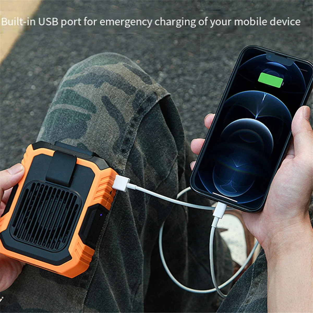 허리 매달려 팬 4000mAh 웨어러블 개인 팬 휴대용 미니 허리 팬 3 속도 USB 충전식 허리 클립 팬