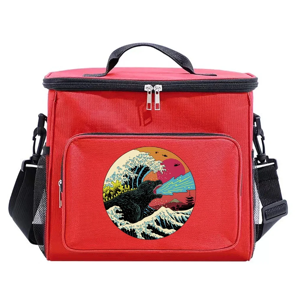 Lancheira Cooler Organizer Case, bolsa térmica, lancheira de ombro para homens e mulheres, padrão de onda, impermeável, viagem, ao ar livre