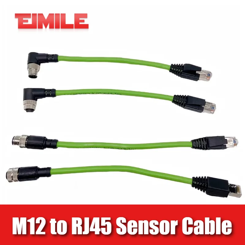 Industrial Grade Waterproof M12 4Pin D-Type to RJ45 Connector Cable 4pin Ethernet Network Wire 4-core D-coding Sensor Line 1-20M
