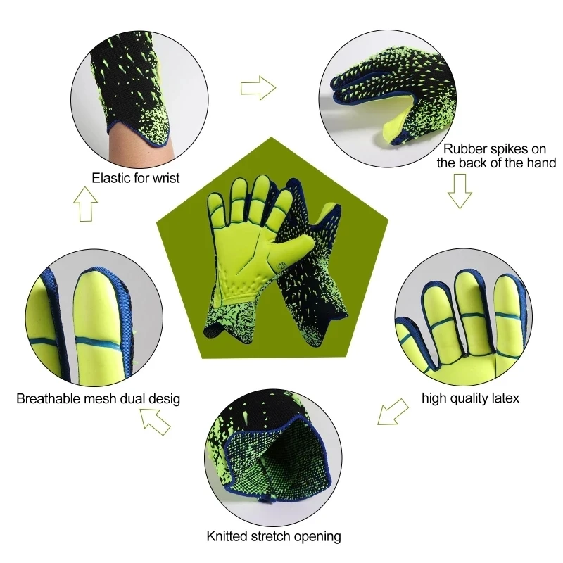 Guantes de portero profesionales de fútbol para adultos y niños, látex grueso, deportes de fútbol, guantes de portero, nuevos, transpirables