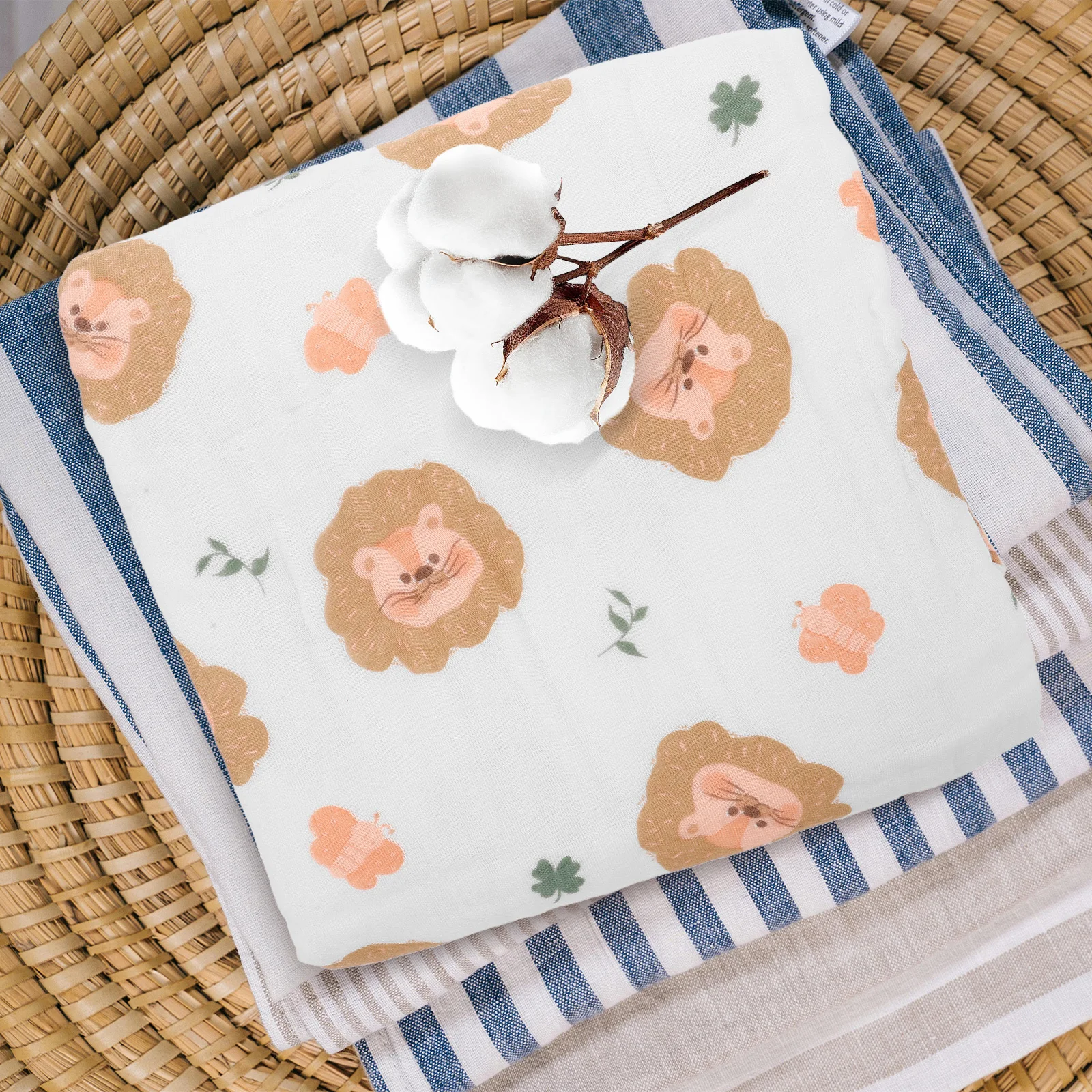 

Cotton Baby Swaddle Blanket Large Soft Newborn Bath Towel Summer Cute Print Multipurpose Nursery Crib Blanket For Girls