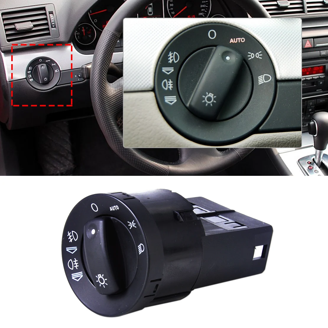 DWCX Car Front AUTO Function Headlight Foglights Switch Control 8E0941531D for Audi A4 B6 B7 2002-2004 2005 2006 2007 2008