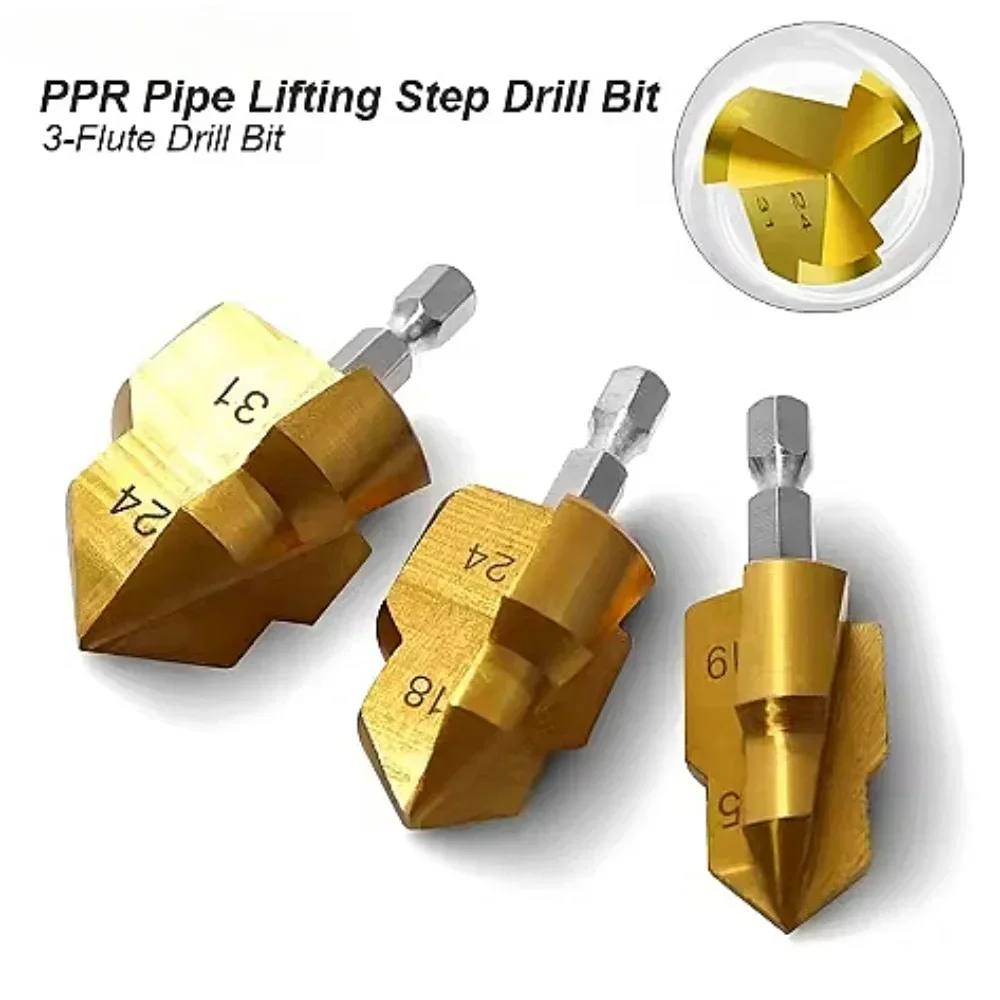 1-3Pcs PPR Lifting , Stepped Drill Bit, Hexagon Shank Water Pipe Connection Tool 20/25/32mm
