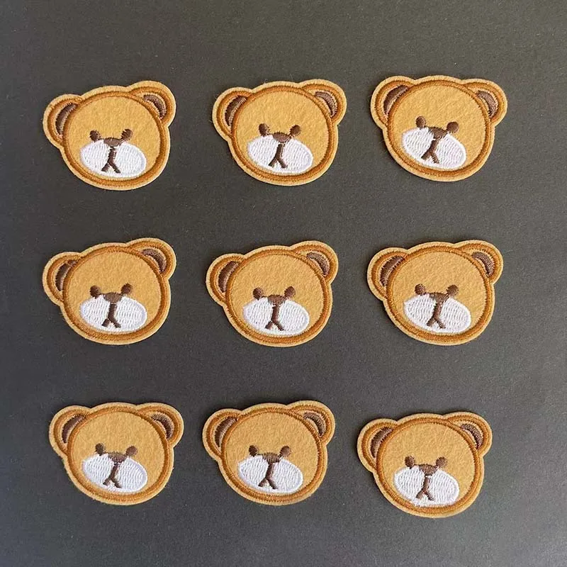3.5*4.5CM/10PCS Cartoon Cute Bear Badges Fabric Applique,Mini Clothes Stickers Animal Embroidery Iron On Patches For Clothing