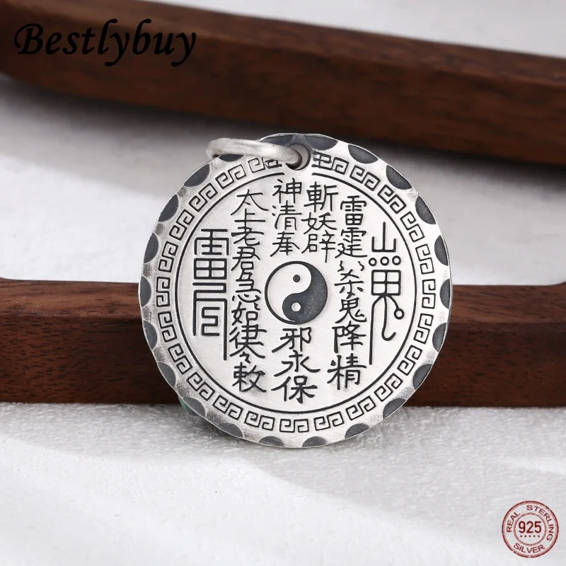 new 999 Pure Silver Pendant Vintage Thai Silver Personalized Tai Chi Bagua Mountain Ghost Brand Pendant Male Lucky Talisman