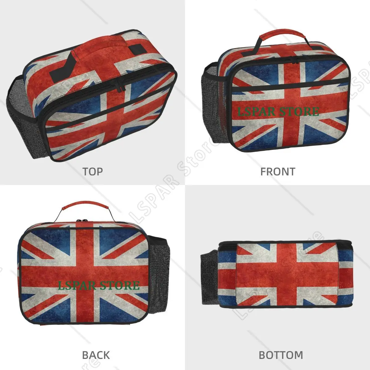 British Union Jack Flag Grungy Vintage Version Insulated Lunch Bag for Women Children Food Boxes Thermal Lunch Box Tote