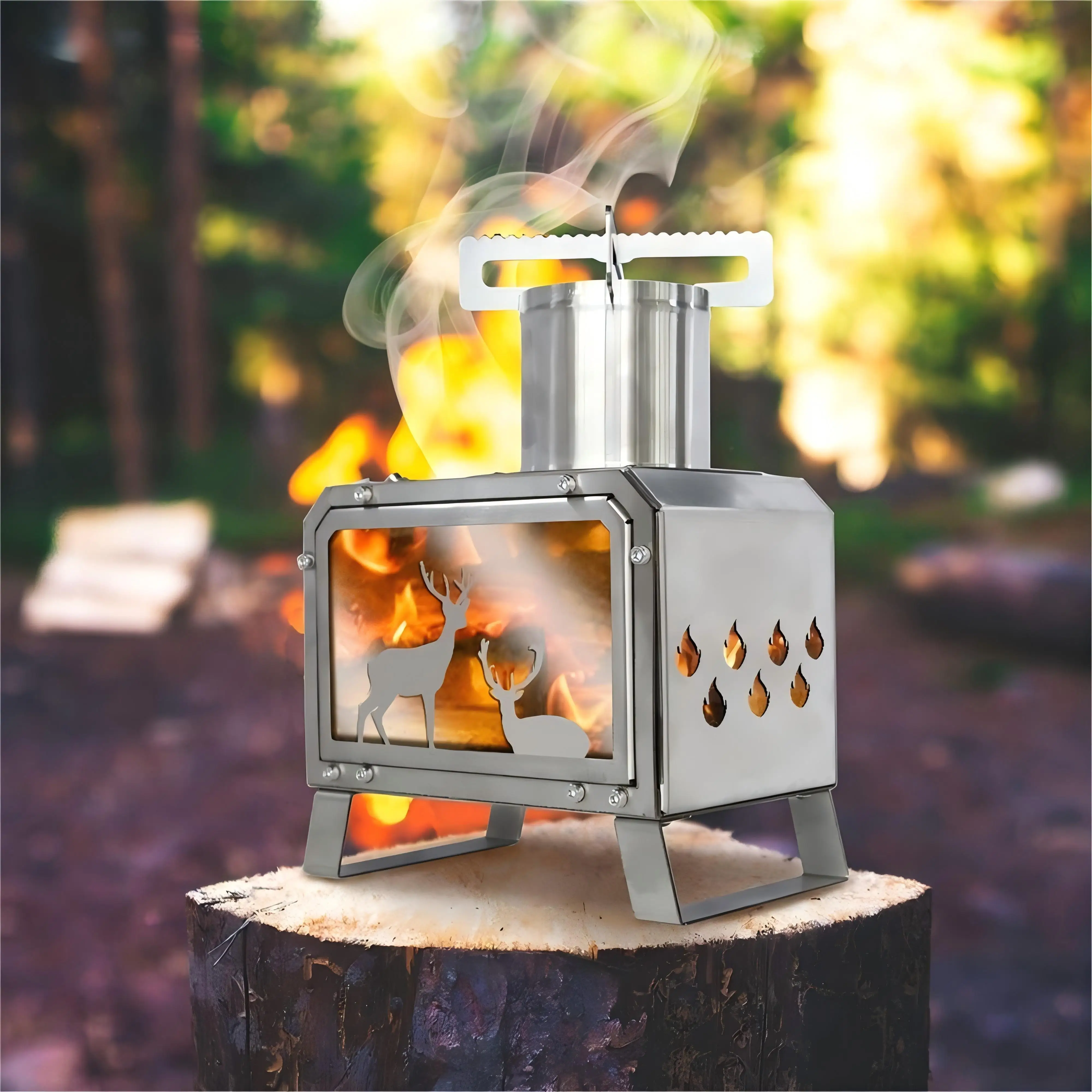 

Portable Firewood Stove Small Tabletop Wood Burner Stove Outdoor Fire Heater Stove Outdoor Camping Backpacking BBQ Hiking Picnic