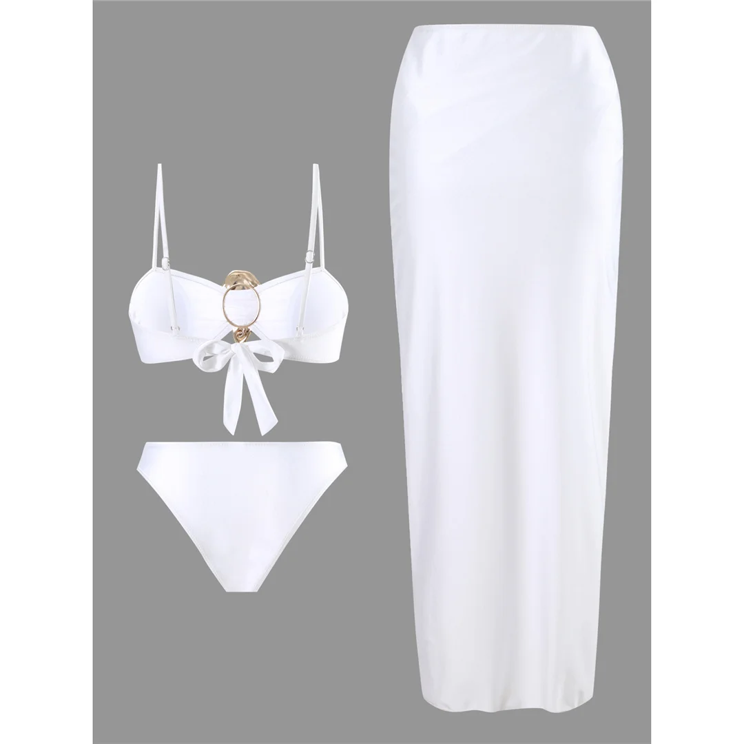 S - XL, mit Rock, brasilianischer Bikini, Damen-Badeanzug, dreiteiliges Bikini-Set, Damen-Badebekleidung, gepolsterter Badeanzug, Badeanzug, Schwimmbekleidung V6635 – Detail 3