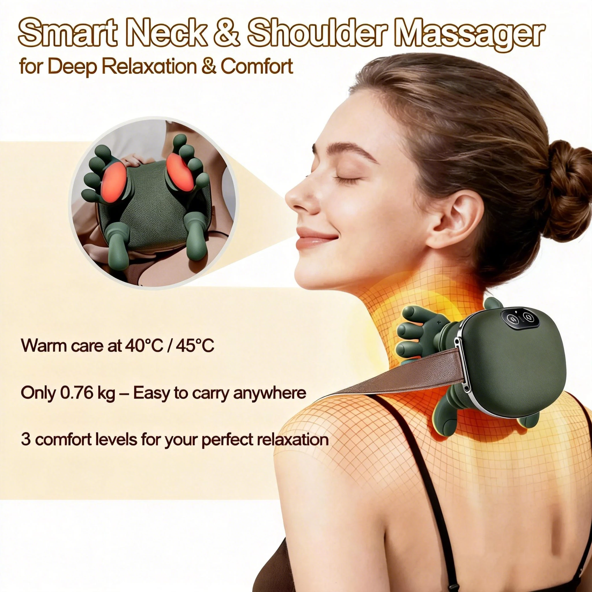 

Electric Neck And Shoulder Muscle Massager Wireless Shoulder And Back Kneading Massage Shawl Neck masajeador Relax Pain Relie