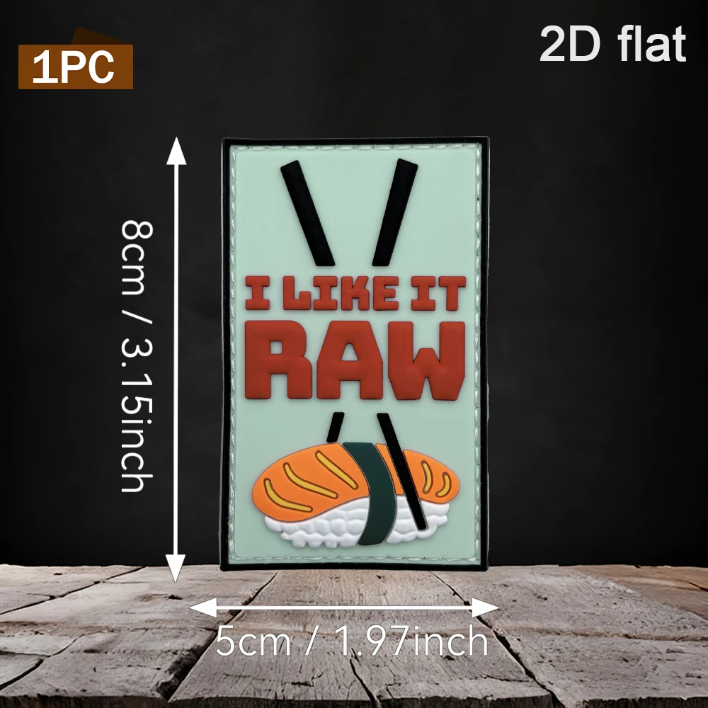 Specifications Available: 1Pc/2Pcs/3Pcs 2D Rectangular Sushi Chopsticks English Slogan Pvc Rubber Velcro Patch with a Soft Backing, 3D Embossed Light Green Background, Fresh Color Scheme, Waterproof, Wear-Resistant, Non-Fading, Suitable for Tactical Vests, Workwear Backpacks, Functional Food-Themed Fun Decoration Patches