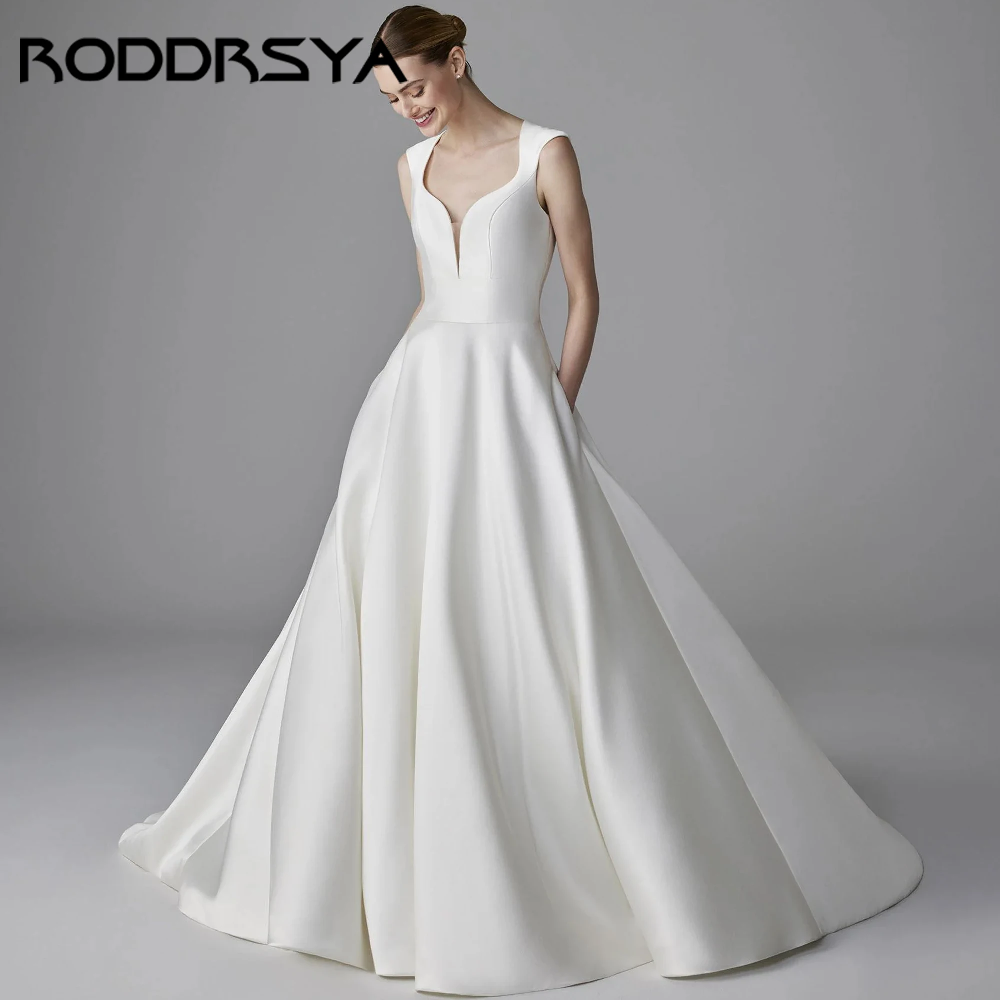 

V-Neck Princess Satin Spaghetti Straps Wedding Dress Sweetheart Keyhole Back Sexy Wedding Gown Vestido De Novia 2025 Customized