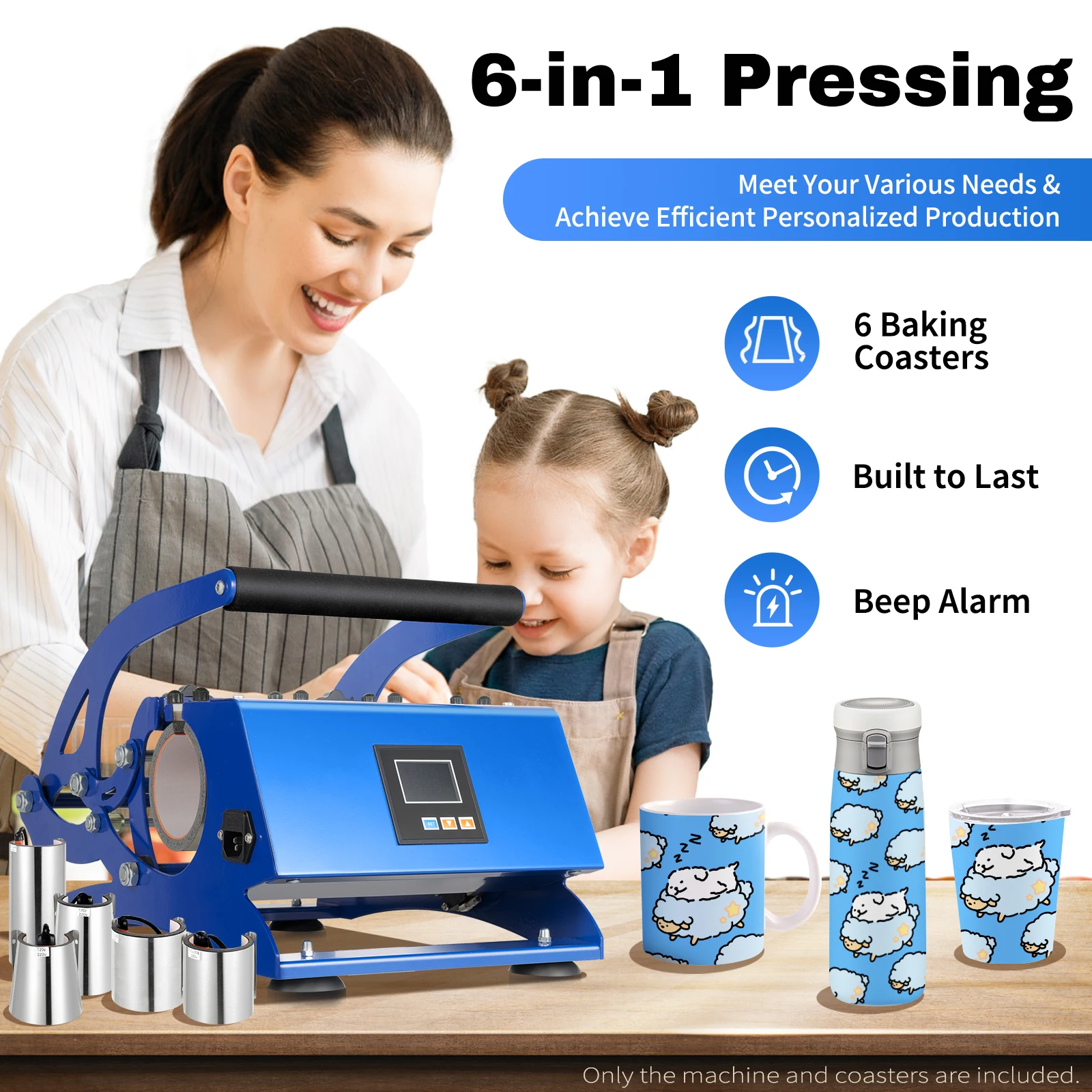 6-in-1 Mug Press Machine Tumbler Mug Heat Press Machine 8oz-30oz Cup Sublimation Straight Heat Press Transfer Printing