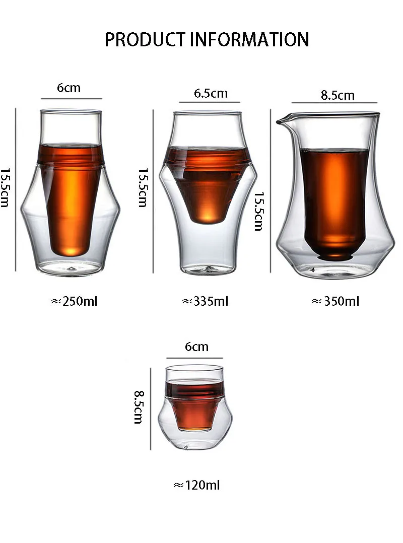 YWDL Neuer Kreativer Doppelwandiger Glasbecher Espresso-Kaffeetasse Verbrühungssicherer Milch-Party-Brandy-Wein-Teetasse 120/250/335ml – Detail 1