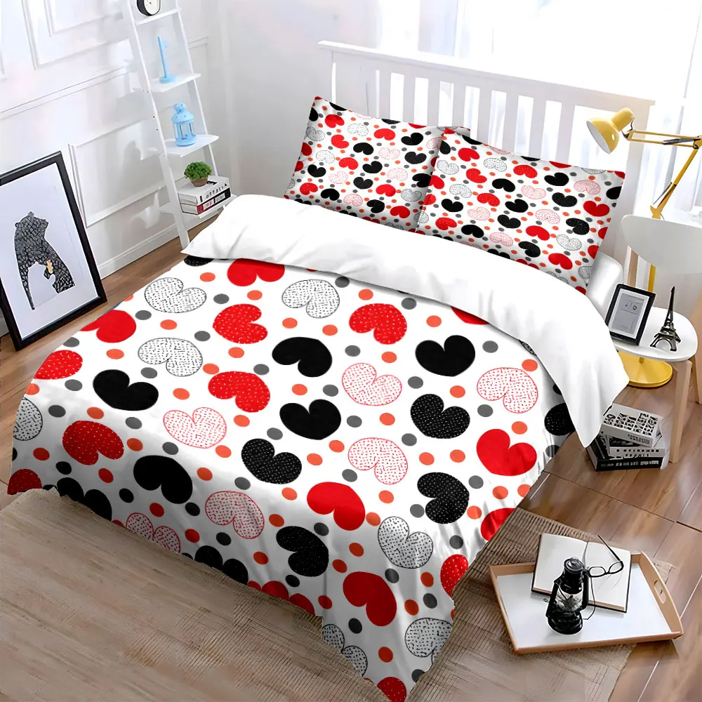 

Colorful Heart Pattern Bedding Set kid's and adults' bedroom decor, Exquisite three-piece bedding set gift