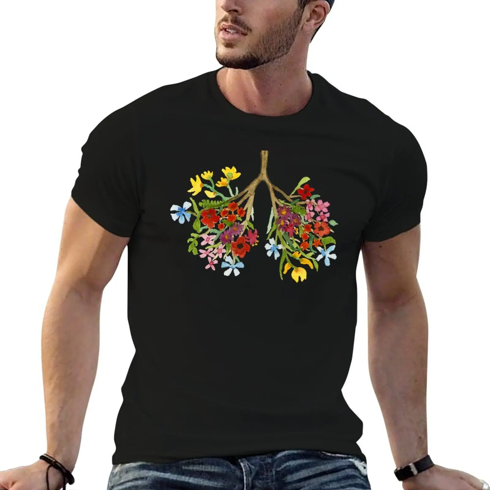 Flower Lungs T-Shirt Large Size Soft Cotton T-Shirt