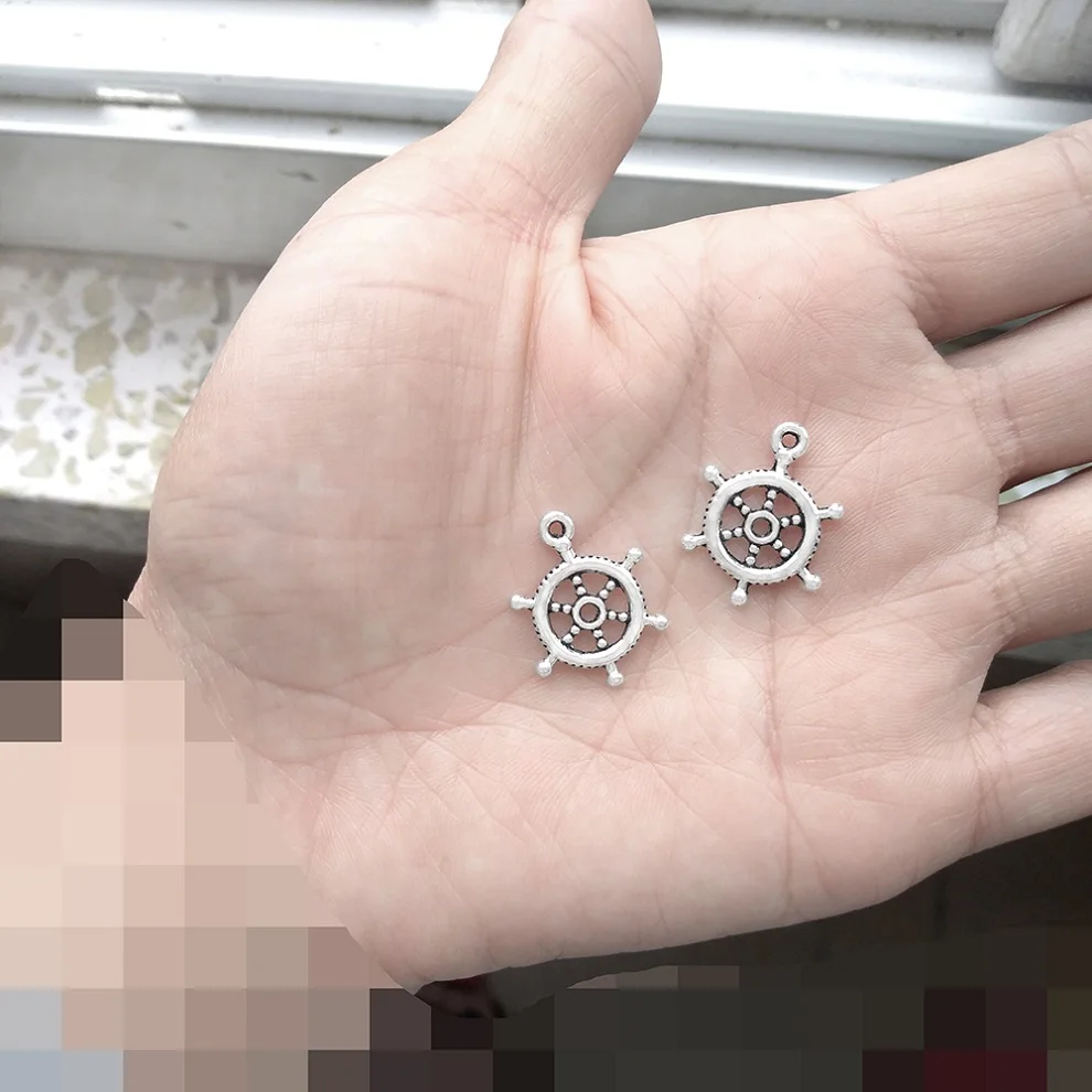 Decoration Charms Handmade Bracelet Material DIY 60pcs Rudder Metal Wholesales Bulk Lots Jewellery Accessories All For Handiwork