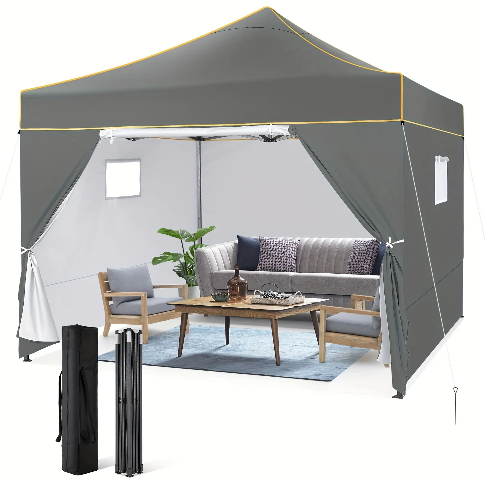 

Всплывающая палатка с навесом 10x10 футов. Коммерческий сверхмощный мгновенный навес с 4 боковыми стенками, портативное укрытие с сумкой для переноски, палатка для мероприятий.