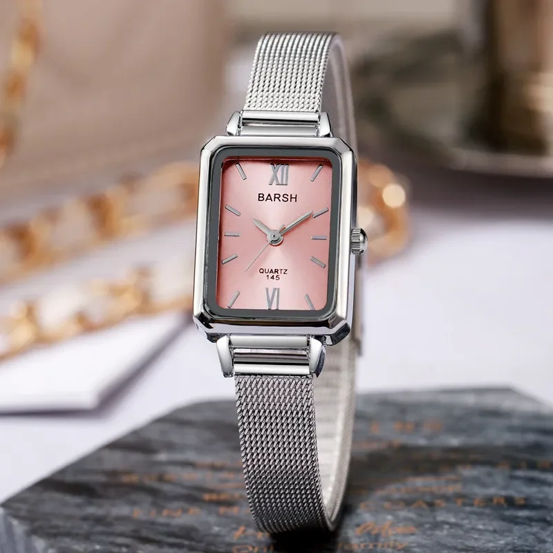 Brand Women\'s Small Green Watch Rectangular Dial Luxury Gift Quartz Wristwatches Korean Steel Band Student Watch Dropshipping