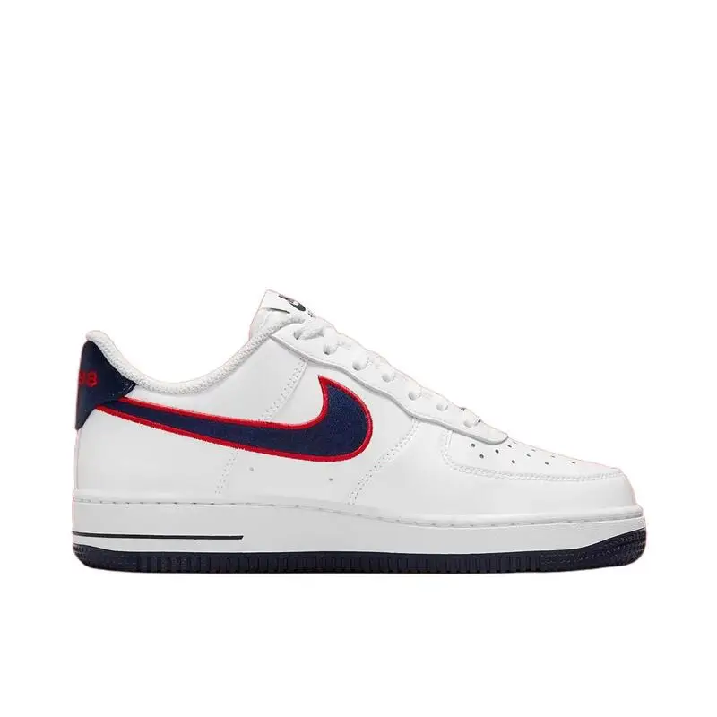 Nike Air Force 1 Houston Comets Comfortable, Versatile, Simple, Comfortable, Low Cut Board Shoes for Women, White and Red