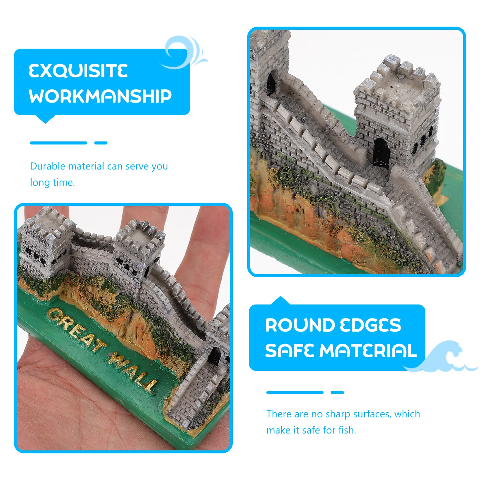 

1Pcs Great Wall of China Resin Ornament Aquarium Decoration Fish Tank Hideout Landscaping Supplies Home Office Room Decor