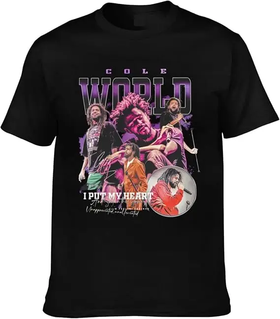 Herren & Damen J-Cole 2026 Musik-Tour Mode Kurzarm-T-Shirt Y2k Streetwear Hip-Hop Grafik-Kleidung Baumwolle Rap Rock Tee – Detail 7