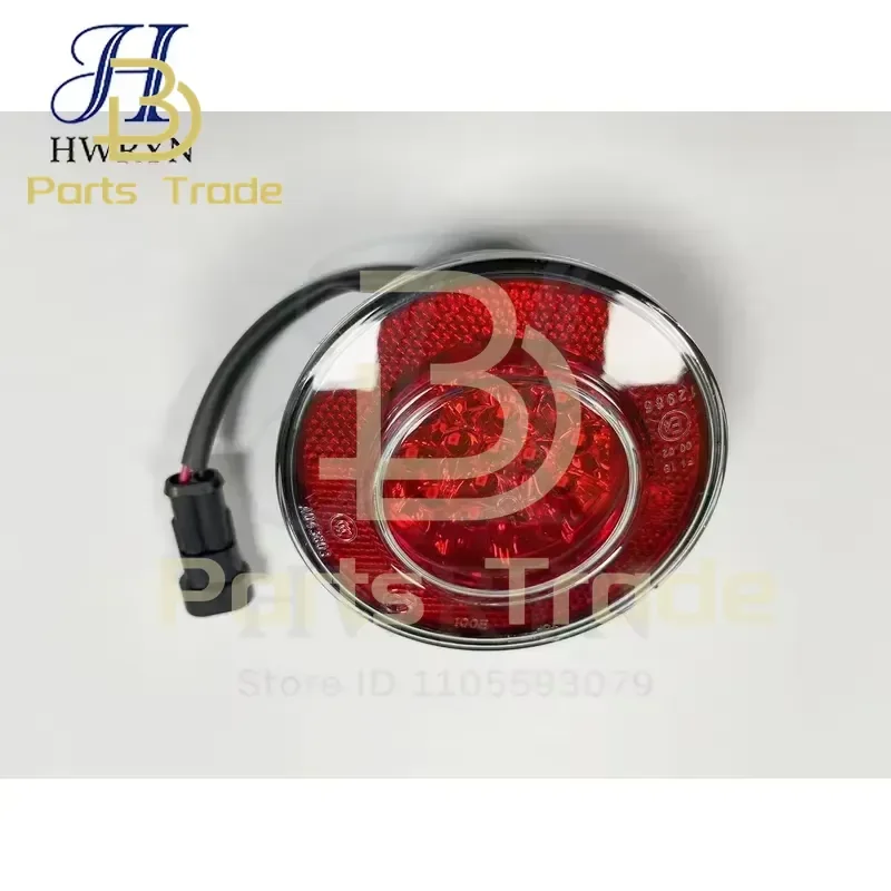 10cm Round 24V LED Rear Tail Fog Light All Red Anti-fog Lamp Suitable for Buses Coaches Medium Buses