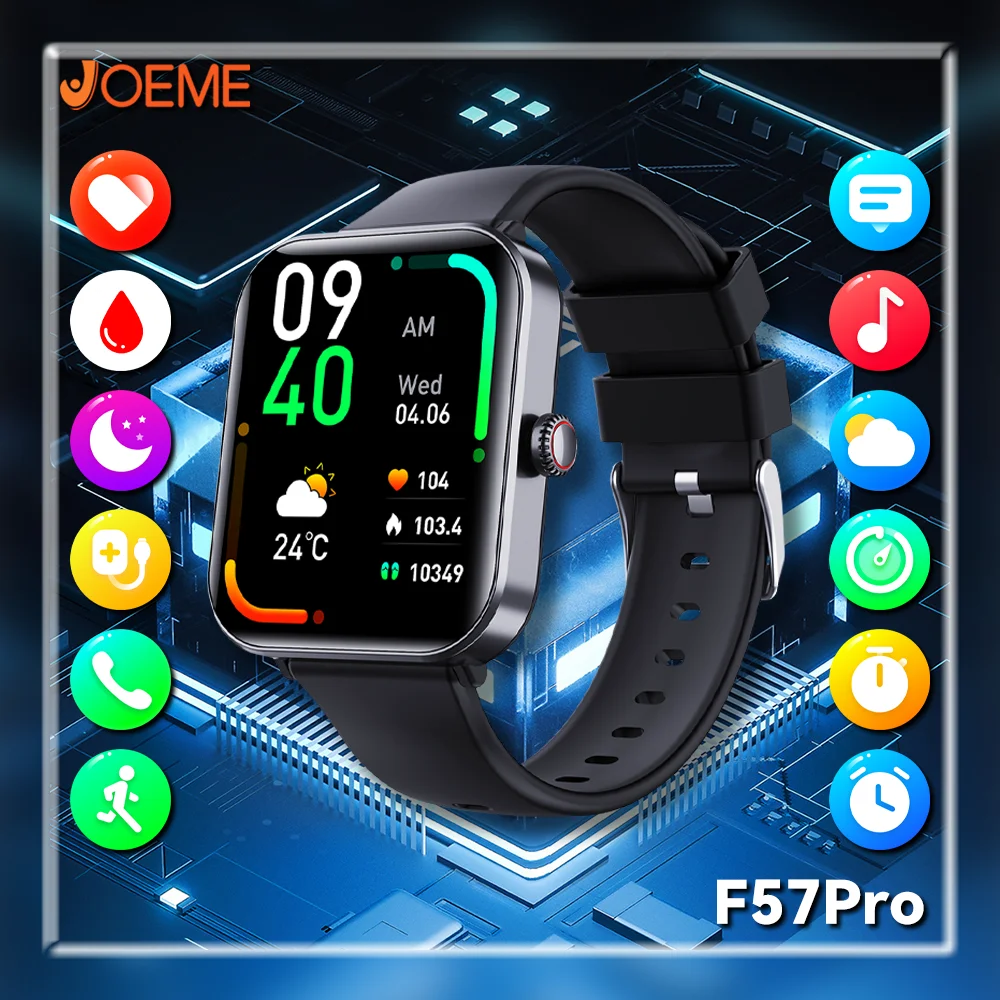 ساعة ذكية JOEME-Sport للرجال والنساء ، مكالمة بلوتوث ، جهاز تعقب اللياقة البدنية ، معدل ضربات القلب 24 ساعة ، ضغط الأكسجين في الدم ، الساعات الذكية ، F57Pro
