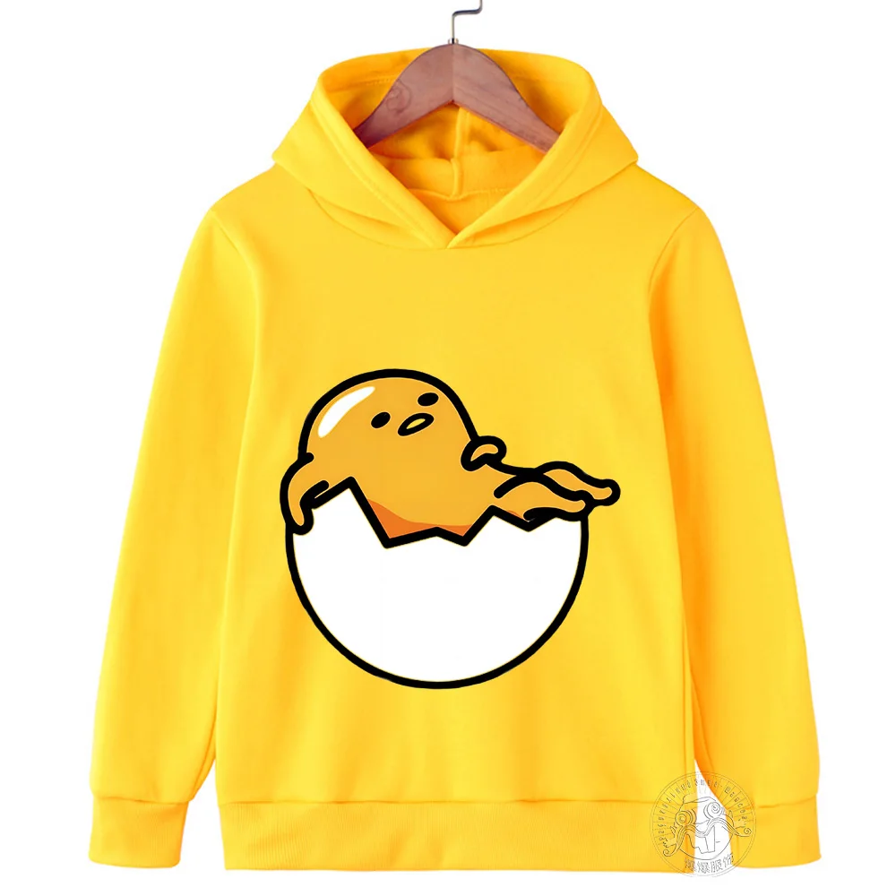 2024 Cute Gudetama Hoodie Kids autumn Clothes Girls Sweatshirts Spring Boys Long Sleeves Hoodies Sanrio Cartoon Hooded Tops