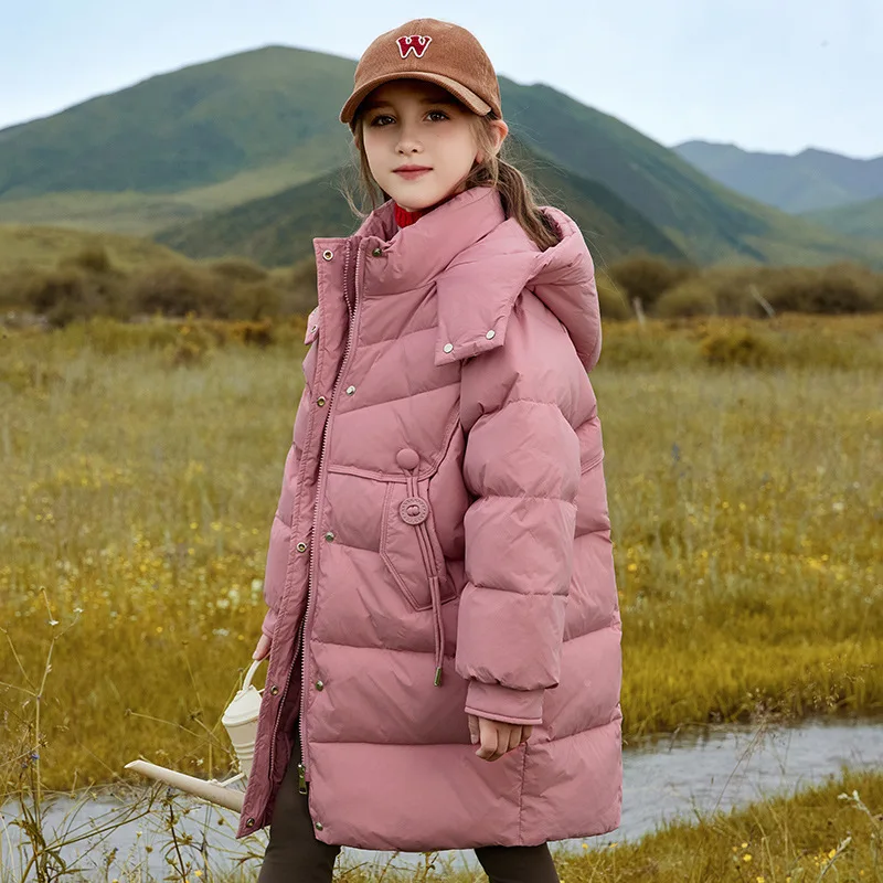 

RAISE New Winter Down Jacket For Girl Hooded Plus Velvet Teenager Girl Puffer Outerwear 5-12Y Girls Snowwear Coat Kid Girl Parka