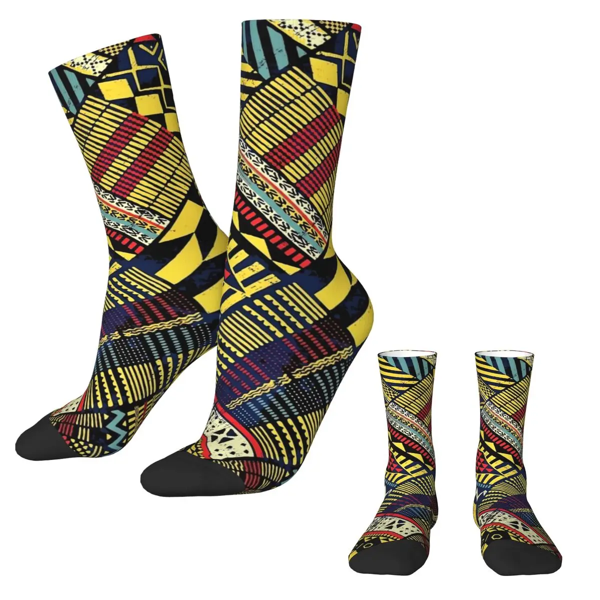 Patchwork Print Socks African Style Novelty Stockings Ladies Soft Breathable Running Sports Socks Winter Custom Anti Sweat Socks