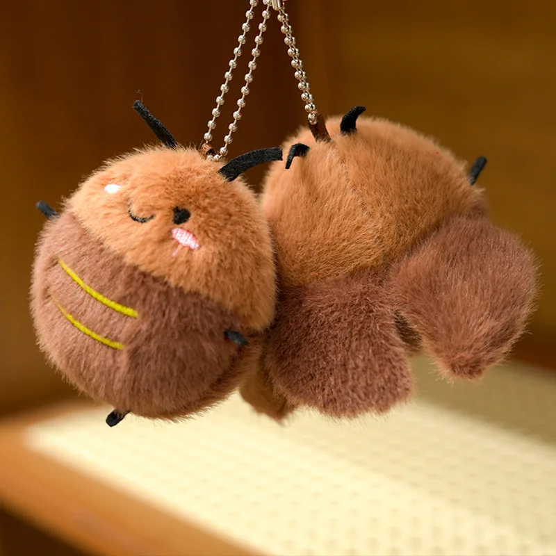 Cartoon Cockroach Plush Keychain Stuffed Animal Doll Keyring Creative Funny Bag Pendant Car Key Holder Decoration Couple Gifts