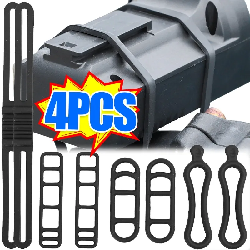 

4PCS Bike Silicone Strap Adjustable Reusable Gear Tie for Bicycle Light Mount Handlebar Flashlight Holder Pump Frame Fastener