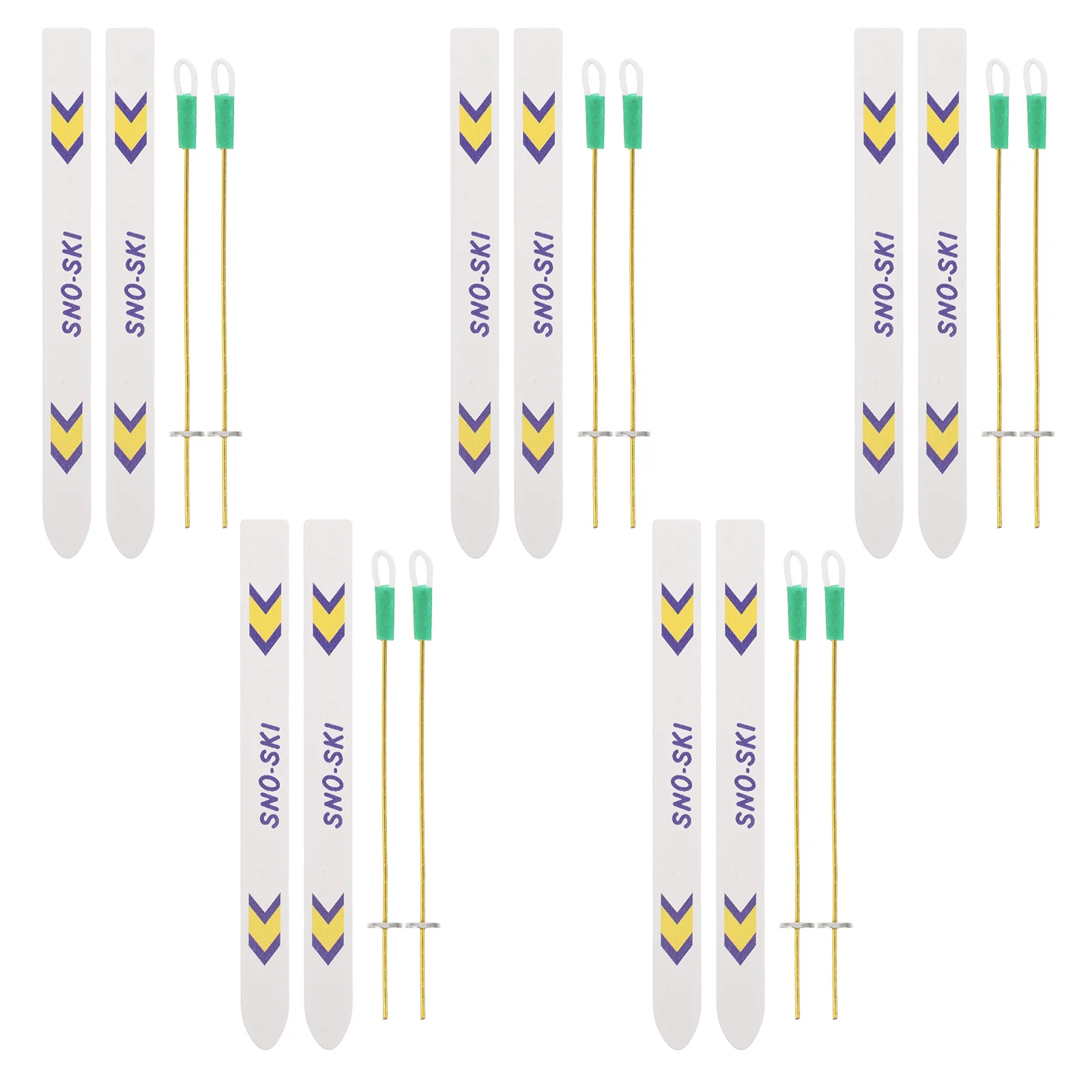 

Набор из 5 миниатюрных лыж с палками, реквизит для зимних видов спорта, рождественские аксессуары, миниатюрные лыжи с палками для кукольного домика, праздничная сцена