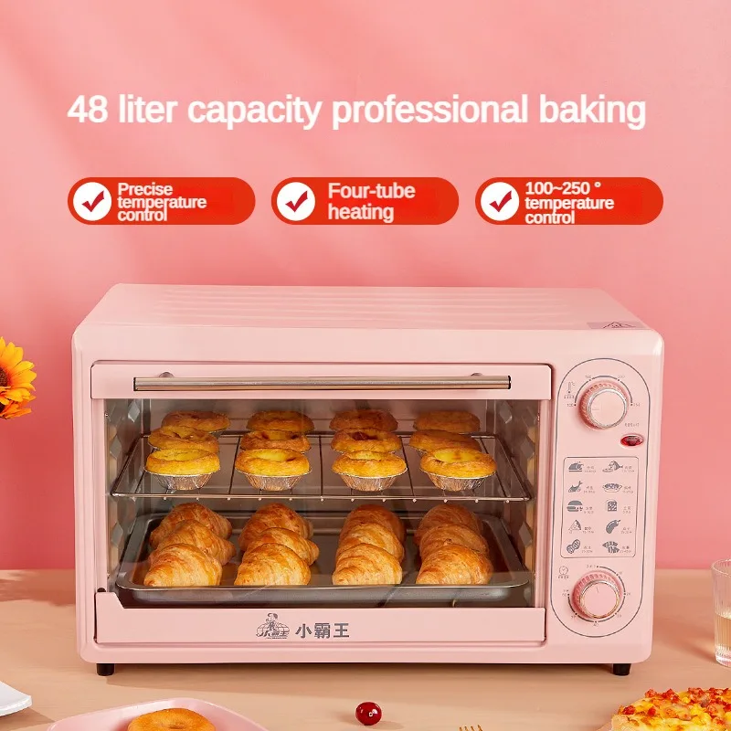 Forno Elétrico Doméstico com Controle de Temperatura, Macarons De Convecção, Temporizador De Cozinha, Grande Capacidade, Pizza 100 ° ~ 250 °, 48