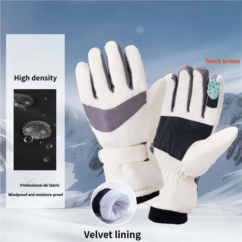 Winter Ski Gloves For Adults - Thermal Fleece Lined, Waterproof, Touchscreen Compatible For Outdoor Sports & E-Bike Riding