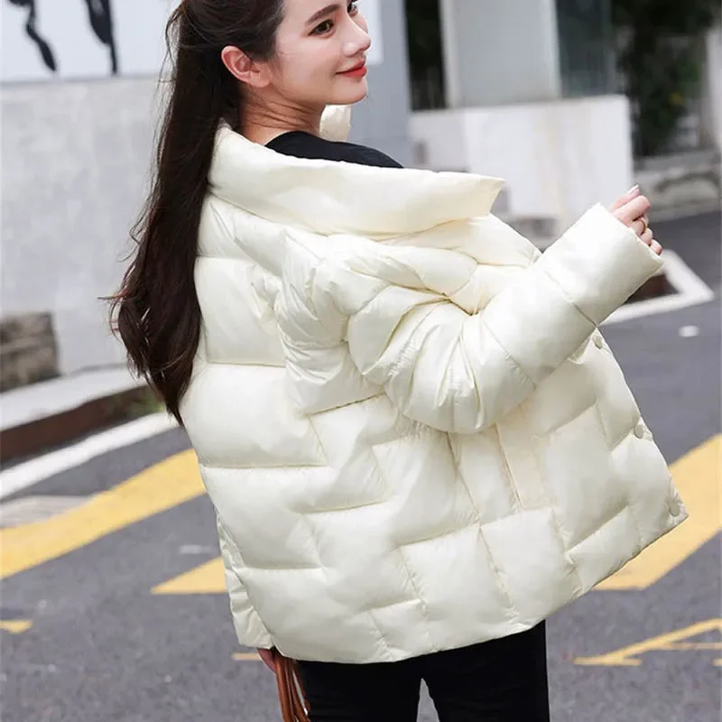 2024 New Autumn Winter Jacket Women Parkas Korean Fashion Long Sleeve Stand-up Collar Warm Down Cotton Outwear Female Overcoat